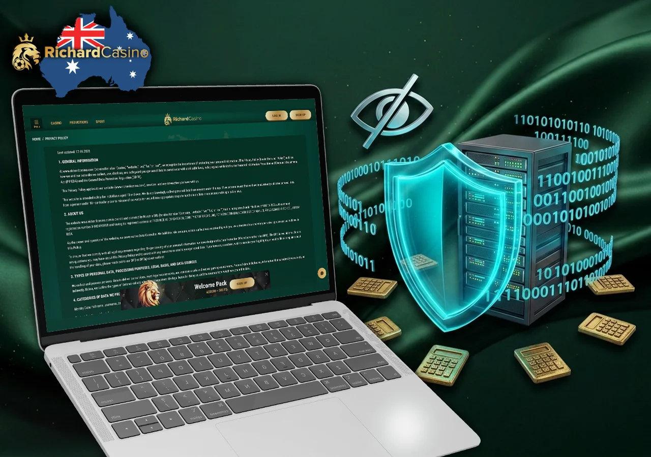 Personal data processing security measures and cookie storage rules at Richard Casino.