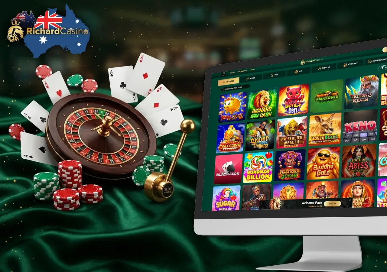 Catalog of online pokies and table games available for real money.