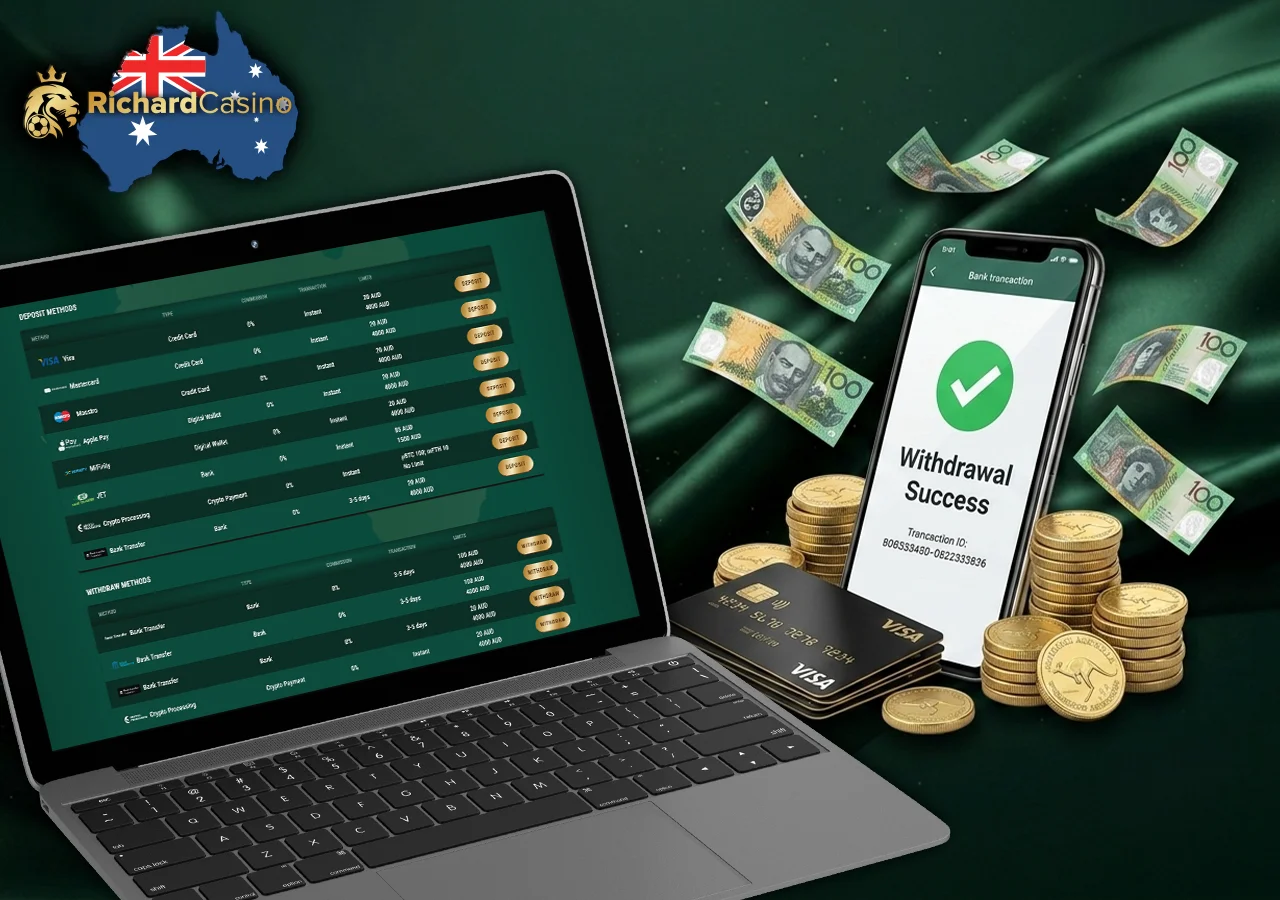 Secure banking options and instant withdrawal methods available at Richard Casino.